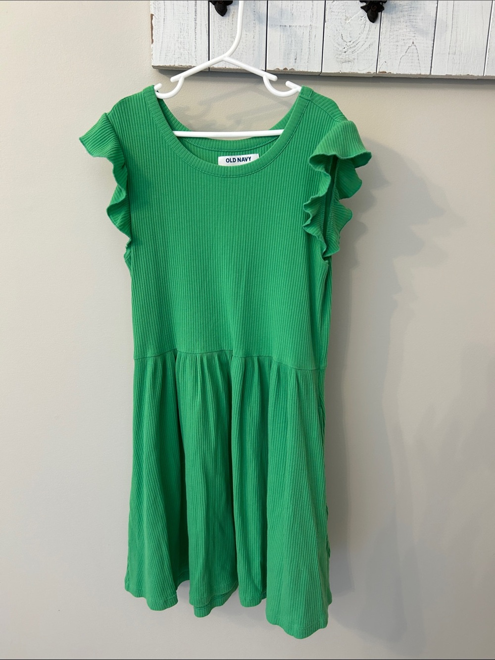 Old Navy Girls Green Ruffle-Sleeve Knit Dress